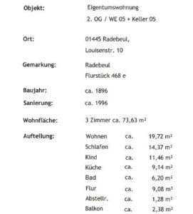 Wohnungsfläche mit Balkon