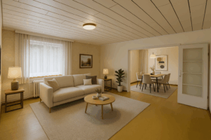 Wohnzimmer mit Esszimmer - KI